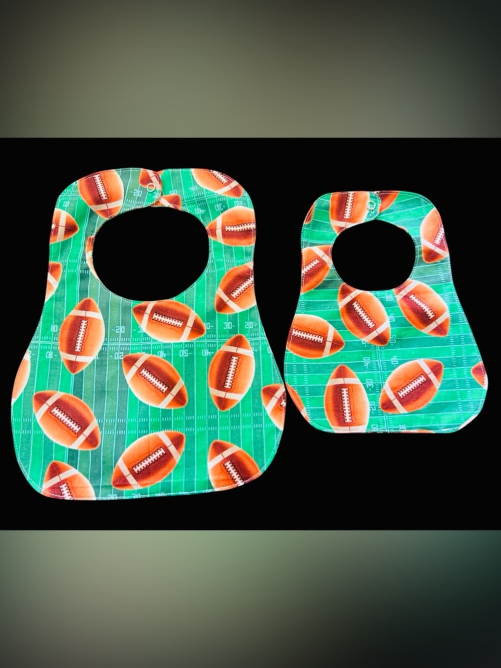 Football Field Print Baby Bib - Green & Brown